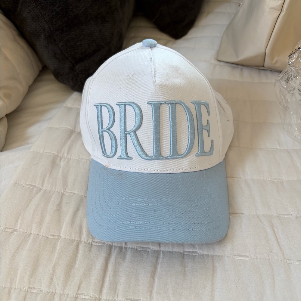 White and Blue Bride Cap